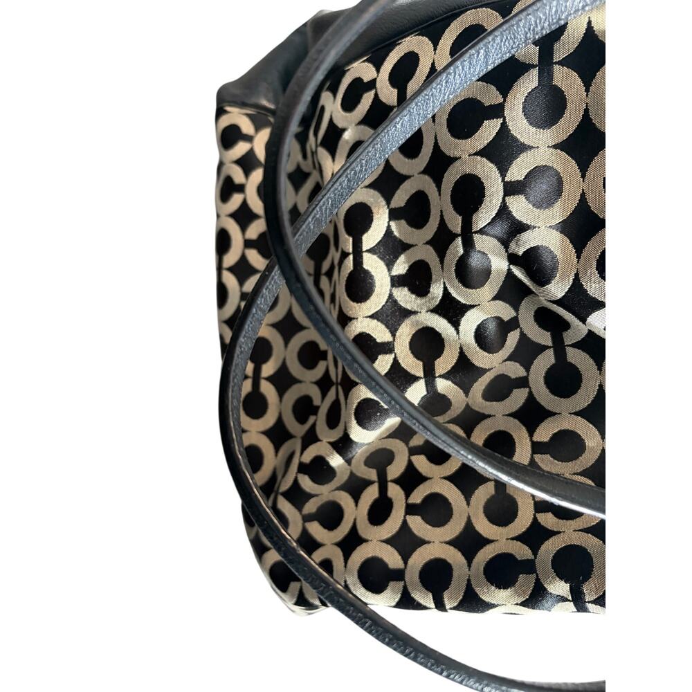 Coach Op Art Signature Black Tan Jacquard Leather Shoulder Bag Purse Y2K 2000's - Picture 8 of 13